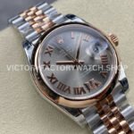 GS Factory Rolex Datejust 278241-0030 31mm Half Rose Gold  Roman Number Grey Dial