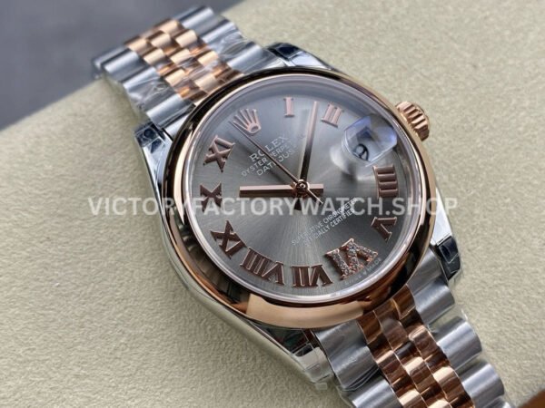 GS Factory Rolex Datejust 278241-0030 31mm Half Rose Gold  Roman Number Grey Dial