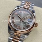 GS Factory Rolex Datejust 278241-0030 31mm Half Rose Gold  Roman Number Grey Dial