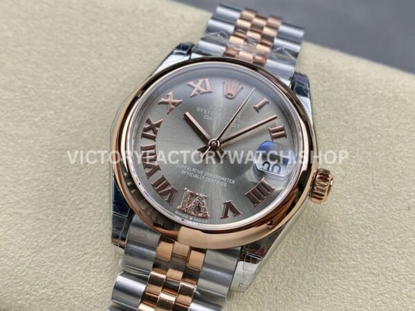 GS Factory Rolex Datejust 278241-0030 31mm Half Rose Gold  Roman Number Grey Dial