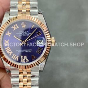 GS Factory Rolex Datejust 278271 purple diamond Roman dial 31mm half rose gold Jubilee watch