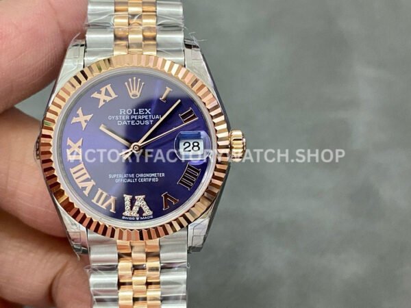 GS Factory Rolex Datejust 278271 purple diamond Roman dial 31mm half rose gold Jubilee watch