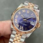 GS Factory Rolex Datejust 278271-0020 31mm Half Rose Gold Roman Numerals Diamond Purple Dial Jubilee