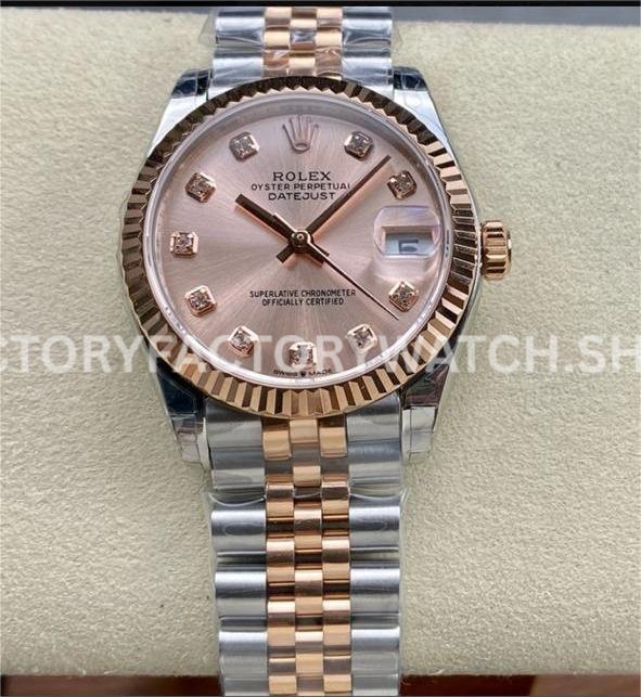 GS Factory Rolex Datejust 278271 pink mother of pearl diamond dial 31mm rose gold Jubilee