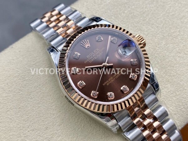 GS Factory Rolex Datejust 278271-0028 31mm Half Rose Gold Diamond Mop Brown Dial Jubilee