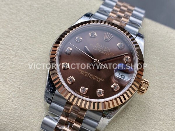 GS Factory Rolex Datejust 278271-0028 31mm Half Rose Gold Diamond Mop Brown Dial Jubilee