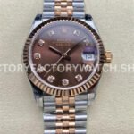 GS Factory Rolex Datejust 278271 brown MOP diamond dial 31mm half rose gold Jubilee watch