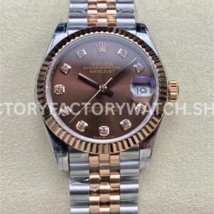 GS Factory Rolex Datejust 278271 brown MOP diamond dial 31mm half rose gold Jubilee watch