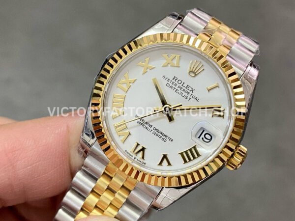 GS Factory Rolex Datejust 278273-0002 31mm Half Yellow Gold Roman Number White Dial Jubilee
