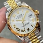 GS Factory Rolex Datejust 278273-0002 31mm Half Yellow Gold Roman Number White Dial Jubilee