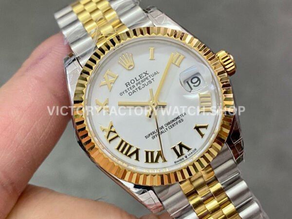 GS Factory Rolex Datejust 278273-0002 31mm Half Yellow Gold Roman Number White Dial Jubilee