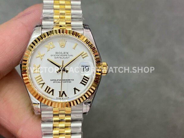 GS Factory Rolex Datejust 278273 white Roman dial 31mm half yellow gold Jubilee model