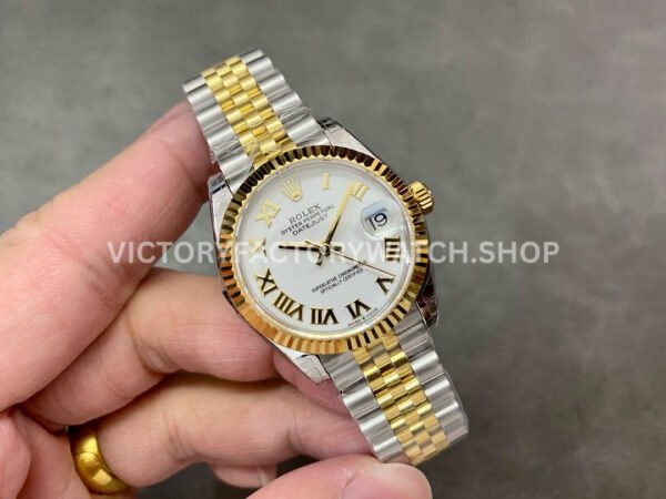 GS Factory Rolex Datejust 278273-0002 31mm Half Yellow Gold Roman Number White Dial Jubilee
