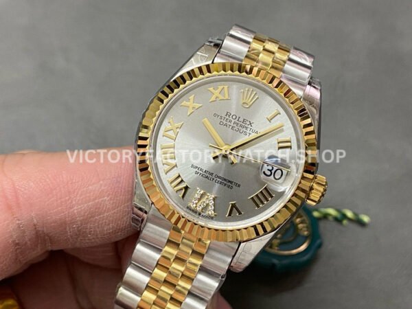 GS Factory Rolex Datejust 278273-0004 31mm Half Yellow Gold Roman Number Diamond Silver Dial Jubilee