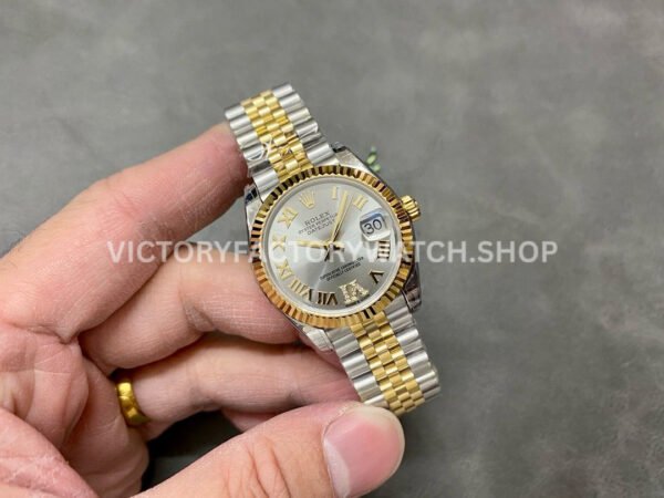 GS Factory Rolex Datejust 278273-0004 31mm Half Yellow Gold Roman Number Diamond Silver Dial Jubilee