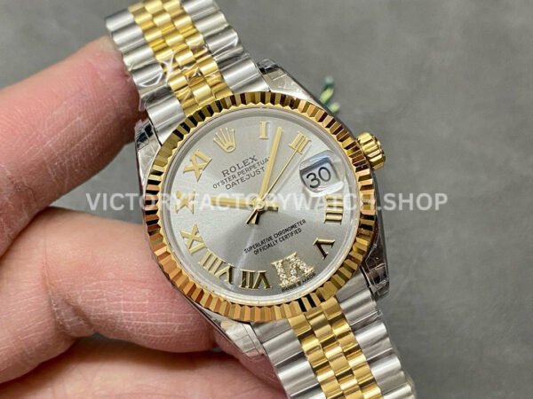 GS Factory Rolex Datejust 278273-0004 31mm Half Yellow Gold Roman Number Diamond Silver Dial Jubilee