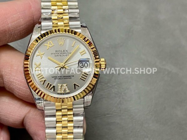 GS Factory Rolex Datejust 278273 silver diamond Roman dial 31mm half yellow gold Jubilee watch