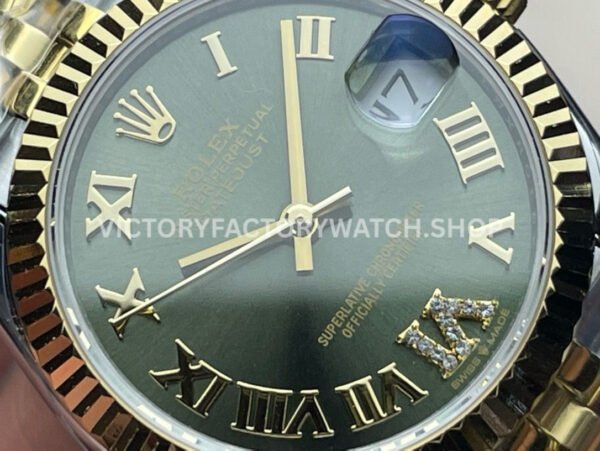 GS Factory Rolex Datejust 278273-0016 31mm Half Yellow Gold Roman Number Diamond Olive Green Dial Jubilee