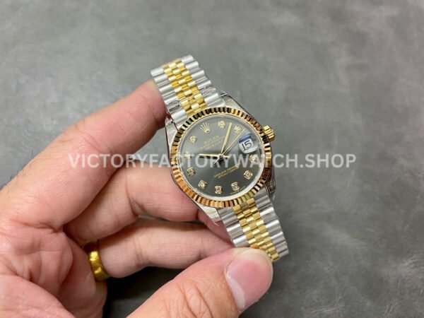 GS Factory Rolex Datejust 278273-0022 31mm Half Yellow Gold Diamond Mop Grey Dial Jubilee