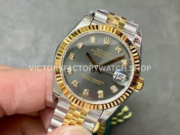 GS Factory Rolex Datejust 278273-0022 31mm Half Yellow Gold Diamond Mop Grey Dial Jubilee