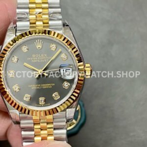 GS Factory Rolex Datejust 278273 grey MOP diamond dial 31mm half yellow gold Jubilee watch