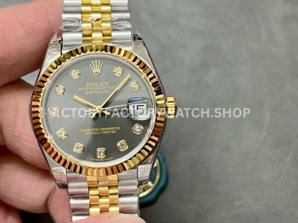 GS Factory Rolex Datejust 278273 grey MOP diamond dial 31mm half yellow gold Jubilee watch