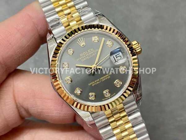 GS Factory Rolex Datejust 278273-0022 31mm Half Yellow Gold Diamond Mop Grey Dial Jubilee