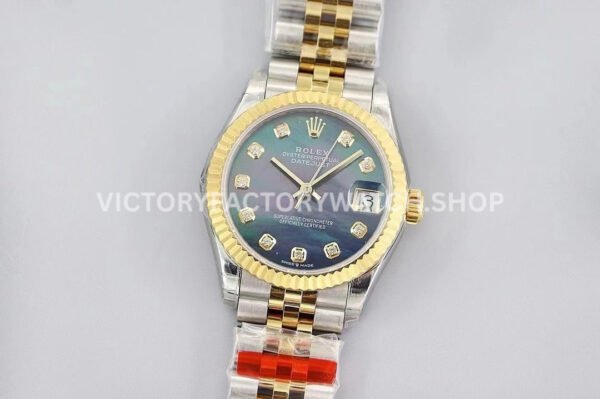GS Factory Rolex Datejust 278273 black MOP diamond dial 31mm half yellow gold Jubilee model