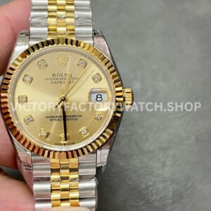 GS Factory Rolex Datejust 278273 champagne MOP diamond dial 31mm half yellow gold watch