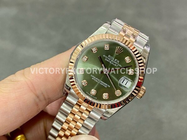 GS Factory Rolex Datejust 278273-0030 31mm Half Yellow Gold Diamond Mop Green Dial Jubilee