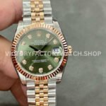 GS Factory Rolex Datejust 278273 green MOP diamond dial 31mm half yellow gold Jubilee watch