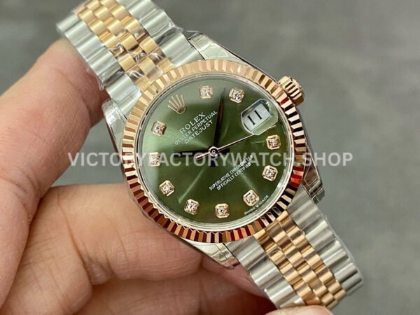 GS Factory Rolex Datejust 278273-0030 31mm Half Yellow Gold Diamond Mop Green Dial Jubilee