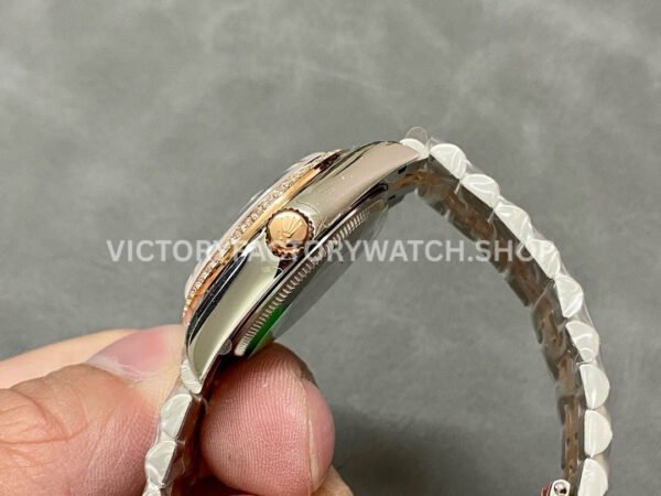 GS Factory Rolex Datejust 278381RBR-0006 31mm Diamond Bezel Half Rose Gold Roman Number Diamond Brown Dial Jubilee