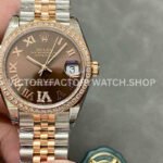 Rolex Datejust brown Roman diamond dial rose gold Jubilee GS