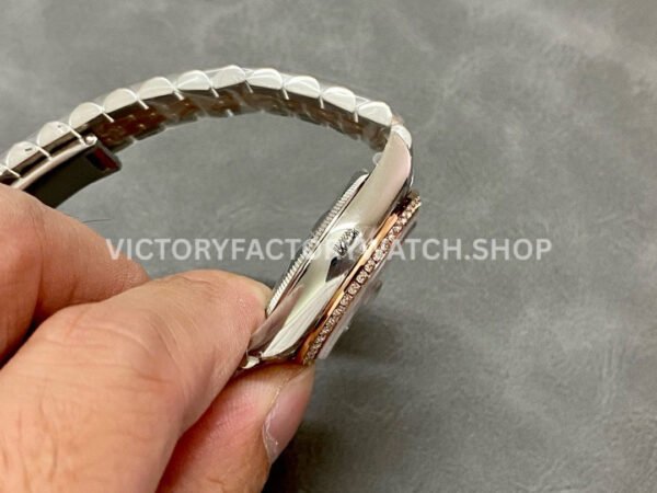 GS Factory Rolex Datejust 278381RBR-0006 31mm Diamond Bezel Half Rose Gold Roman Number Diamond Brown Dial Jubilee