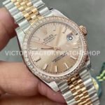 GS Factory Rolex Datejust 278381RBR-0010 31mm Diamond Bezel Half Rose Gold Pink Dial Jubilee