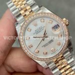 GS Factory Rolex Datejust 278381RBR-0026 31mm Diamond Bezel Half Rose Gold Diamond Mop White Mother Of Pearl Dial Jubilee