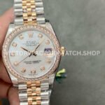 Rolex Datejust 31 white MOP diamond dial rose gold Jubilee GS