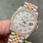 GS Factory Rolex Datejust 278381RBR-0026 31mm Diamond Bezel Half Rose Gold Diamond Mop White Mother Of Pearl Dial Jubilee