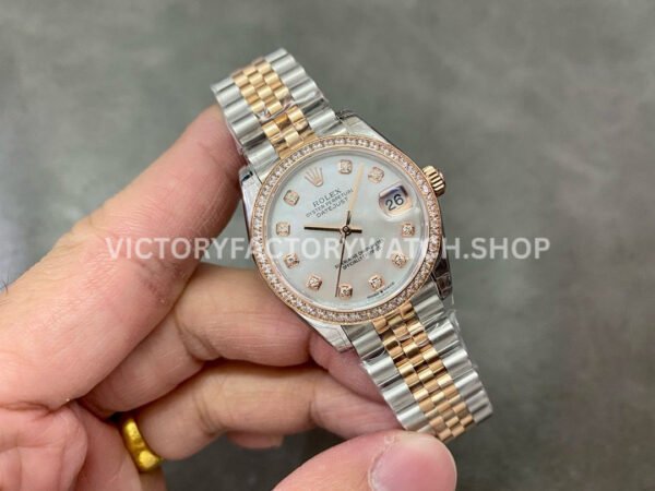 GS Factory Rolex Datejust 278381RBR-0026 31mm Diamond Bezel Half Rose Gold Diamond Mop White Mother Of Pearl Dial Jubilee