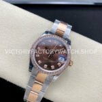 GS Factory Rolex Datejust 278381RBR-0027 31mm Diamond Bezel Half Rose Gold Diamond Mop Brown Dial