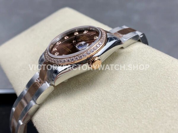 GS Factory Rolex Datejust 278381RBR-0027 31mm Diamond Bezel Half Rose Gold Diamond Mop Brown Dial