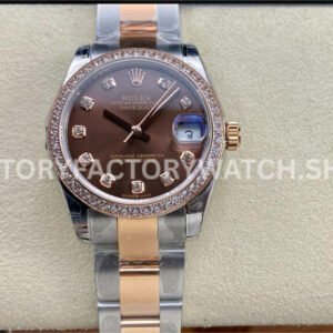 Rolex Datejust brown MOP diamond dial rose gold 31mm GS