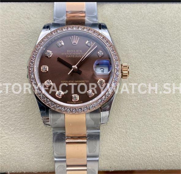 Rolex Datejust brown MOP diamond dial rose gold 31mm GS