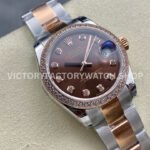 GS Factory Rolex Datejust 278381RBR-0027 31mm Diamond Bezel Half Rose Gold Diamond Mop Brown Dial