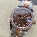GS Factory Rolex Datejust 278381RBR-0027 31mm Diamond Bezel Half Rose Gold Diamond Mop Brown Dial