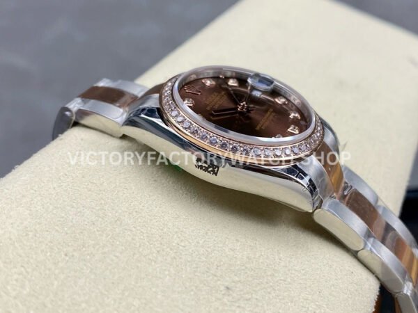 GS Factory Rolex Datejust 278381RBR-0027 31mm Diamond Bezel Half Rose Gold Diamond Mop Brown Dial