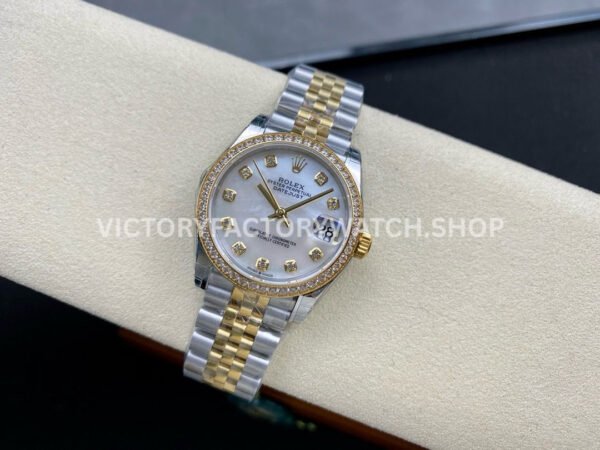 GS Factory Rolex Datejust 278383RBR-0028 31mm Diamond Bezel Half Yellow Gold Diamond Mop White Mother Of Pearl Dial Jubilee