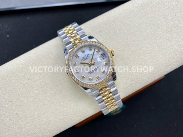 GS Factory Rolex Datejust 278383RBR-0028 31mm Diamond Bezel Half Yellow Gold Diamond Mop White Mother Of Pearl Dial Jubilee