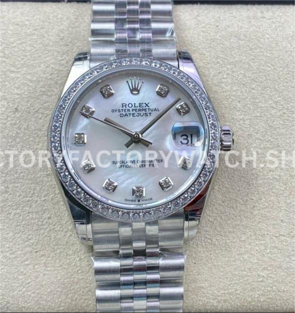 Rolex Datejust white MOP diamond dial 31mm Jubilee GS
